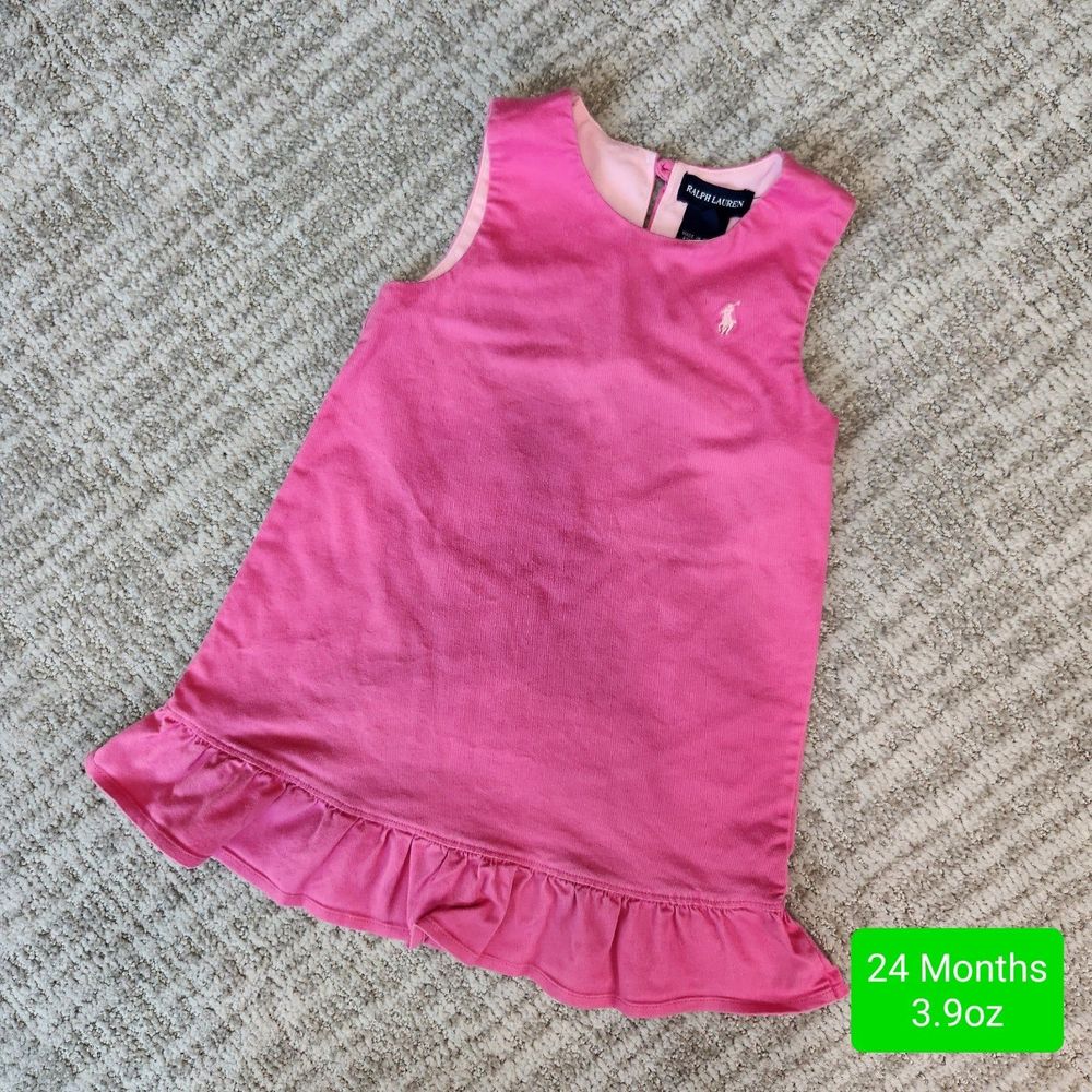 Ralph Lauren pink sleeveless shift ruffle dress, size 24 months